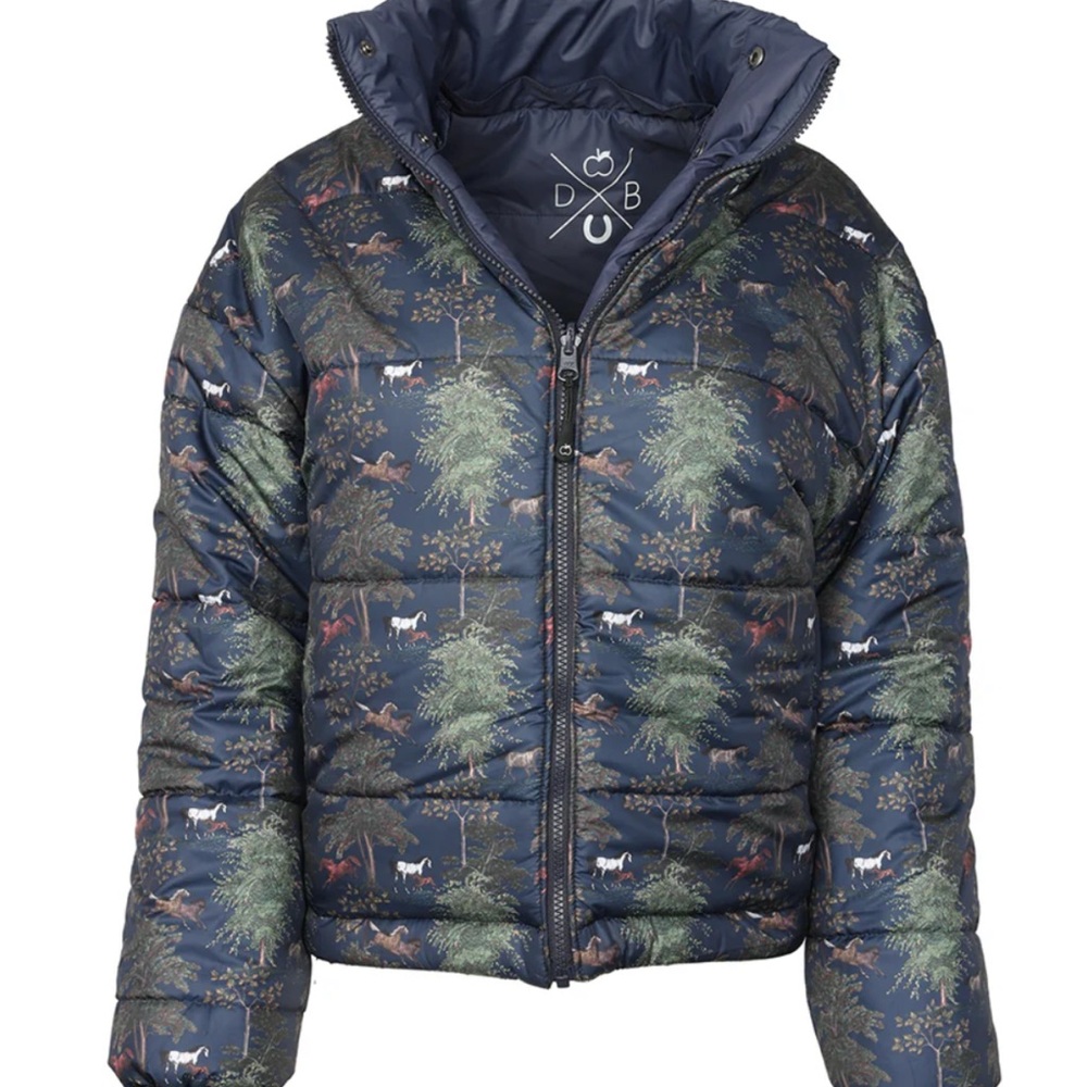 Women's Dapplebay Navy & Autumn Toile Reversible Puffer Jacket hooded NWT - Picture 4 of 12